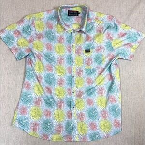 Burlebo Shirt Mens XL Multicolor Mayan Pattern Performance Stretch Button Up